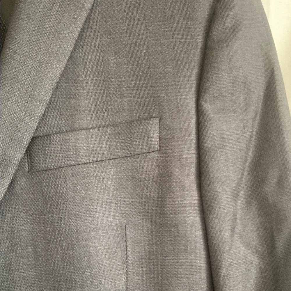 Alfani Red Label Slim Fit Charcoal Grey Light Plaid Blazer 100 % Wool 40L. - Picture 5 of 14